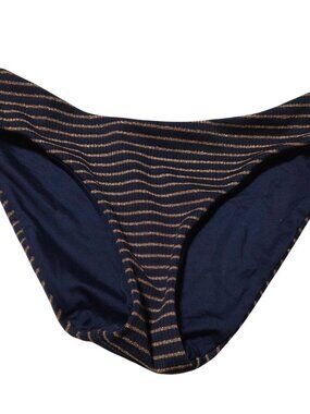 Navy Bronze Glitter Striped Bikini Bottom Size Small Swimwear Swimsuit Beach
